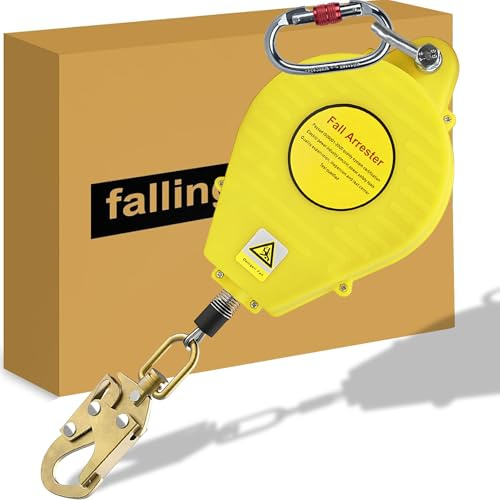 RSHJD Dispositif Anti Chute a Rappel Automatique 3-20m (10m) | Harnais de Securite Anti Chute avec Crochet Autobloquant, 150KG Ligne de Vie Auto-Rétractable Travaux en Hauteur/Toiture