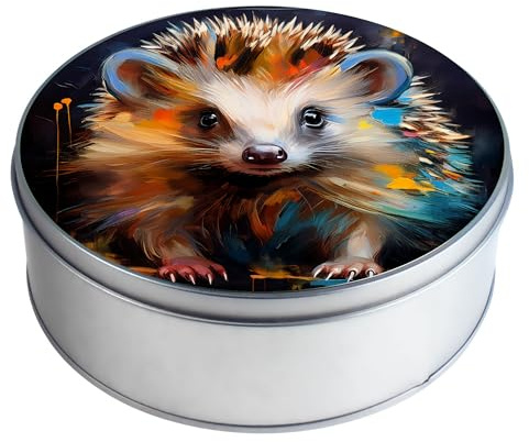 Merchandise for Fans Metalldose/Geschenkdose/Vorratsdose/Aufbewahrungsdose/Keksdose Metall rund - Wildtier Wald Igel 119