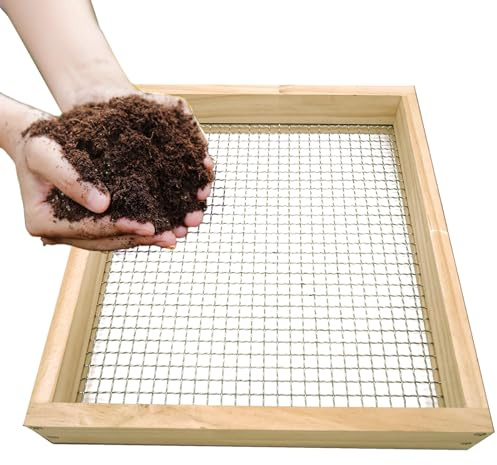 Erdsieb-Set – Bodenfilter mit großer Kapazität, robustes Gartensieb, Netzschale für Outdoor-Kompostierung, manueller Laubtrenner und robustes Erdsieb