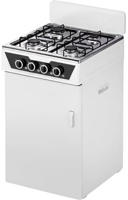 Wintem – Cucina a Gas 4 Fuochi con Vano Portabombola Integrato, Cucina a Libera Installazione per Interni ed Esterni, Struttura Robusta Compatta e Facile da Usare, Bianca