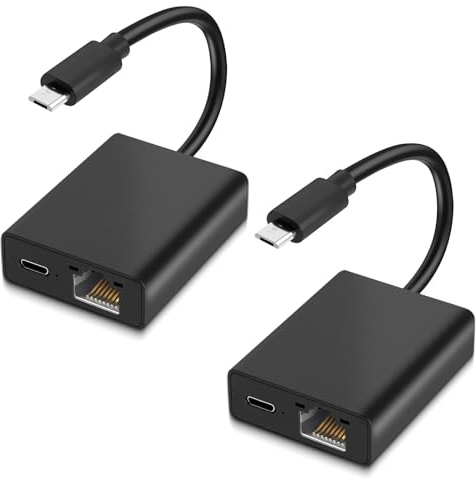 Ethernet Adapter für Fire TV Stick, Micro USB auf RJ45 Ethernet Netzwerk Adapter kompatibel mit 4K Fire Stick, Chromecast, Google Home Mini und weiteren Streaming TV Sticks bis zu 100 Mbps (2PCS)