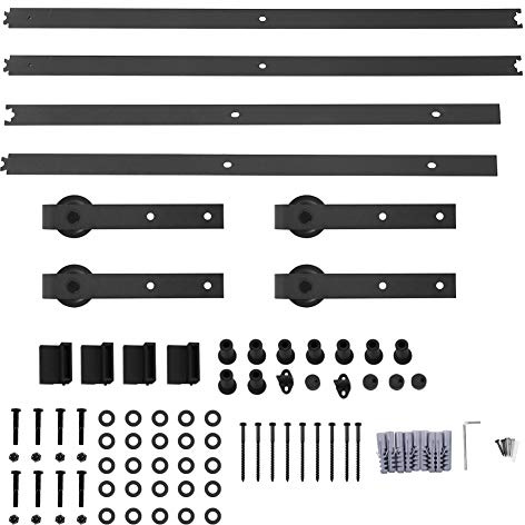 Scheunen-Schiebetür-Schienensystem-Set aus Holz, 4 m, Doppeltür-Schiebetür-Hardware-Zubehör für Lagerschränke