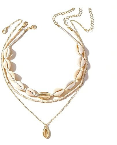 SSIMIDAPT Collar Conchas Mujer, Collar de Concha de Estrella de Mar con Perlas, Collares Bohemios Playa, Joyas de Verano para Regalos de Cumpleaños y Vacaciones para Mujeres y Niñas