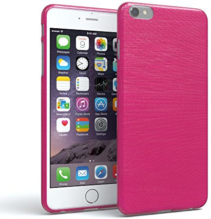 EAZY CASE Hülle kompatibel mit iPhone 6 / 6S Schutzhülle Silikon, gebürstet Slimcover in Edelstahl Optik, Handyhülle, TPU Hülle/Soft Case, Backcover, Silikonhülle Brushed, Pink