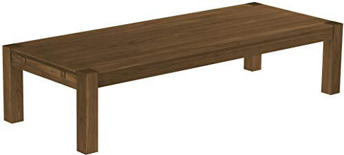 B.R.A.S.I.L.-Möbel Brasilmöbel Couchtisch Rio Kanto 200x80 cm Nussbaum Wohnzimmertisch Holz Tisch Pinie Massivholz Stubentisch Beistelltisch Echtholz Größe und Farbe wählbar
