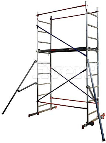 Home Master DIY Scaffold Tower | Aluminium at-Home Scaffolding | 150kg Load Capacity, Quick Assembly, Trapdoor Platform | 4m + 2 Outriggers