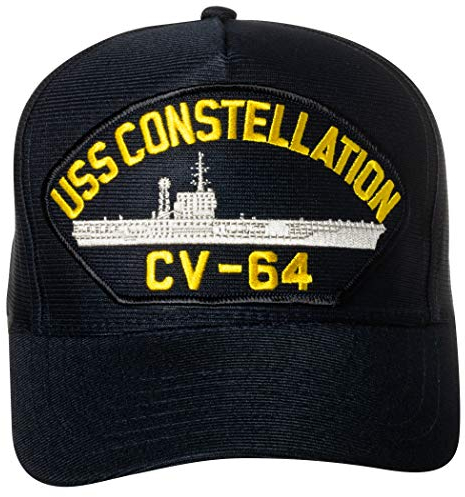 United States Navy USS Constellation CV-64 Supercarrier Ship Emblem Patch Hat Navy Blue Baseball Cap
