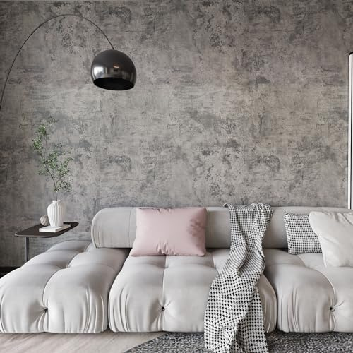 BAYYA Cement Grey Contact Paper Concrete Peel and Stick Wallpaper Industrial Style Self Adhesive Paper Waterproof Removable Decorative Paper Vinyl Film Furniture Stickers for Bathroom Kitchen Cabinets