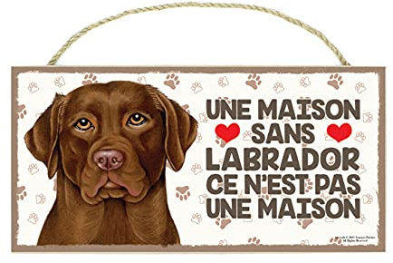 LABRADOR CHOCOLATE (37) Affiche Decoration Murale. Panneau Bois. Inscription avec votre animal préféré. Panneau Decoratif pour votre maison. Pancarte avec un chien.