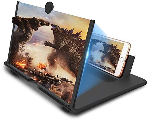 Newseego 16 Lente d'Ingrandimento per Telefono, HD Schermo Ingrandimento 3D Film Video Amplificatore Schermo Amplificatore con Stand Pieghevole per Tutti Smartphone, Nero