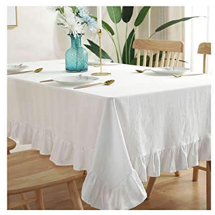 HUALEMEI Volltonfarbe Leinen Tischdecke,Bauernhaus Tafeltuch,Flecken- Und Faltenbeständig Tischtuch Für Dinning Tabletop Deco-C 140x220cm(55x87inch)