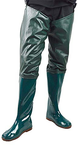 QTDZ Stivali da Pesca Dell'altezza da 80 Cm, Scarpe da Esterno Impermeabile All'aperto, Scarpe da Acqua A 2 Strati in PVC/Nylon in Nylon con Suola in Gomma Resistente all'Usura, Verde,Verde,45 EU