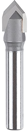 SpeTool V Groove Router Bit Chamfer Router Bits Solid Carbide Router Bits 90 Degree CNC V Bit 1/2'' Cutting Diameter 1/4'' Shank for Chamfering Wood Carving Engraving Woodworking
