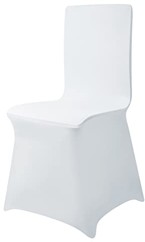 LARS360 Weiß Stuhl Husse Schleifenband Stuhlbezüge Stuhlhussen Stretch Acelectronic Stuhlüberzug Moderne Stuhl Abdeckung für Hochzeiten und Feiern (100 Stück Stuhlhussen)