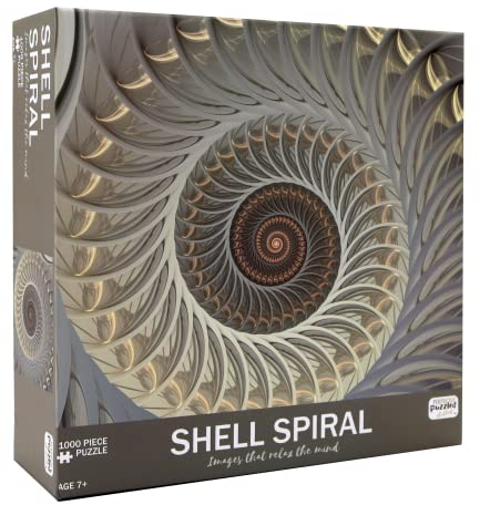 Perfectly Puzzled Shell Spiral 1000 Piece, Gift for a Puzzle Enthusiast, Calming Effect of Symmetry, Seashell Design, Ages 7+