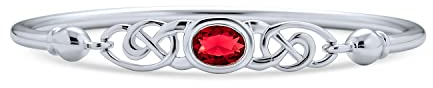 Bling Jewelry Paare Rot Rubin CZ Bff Unendlichkeit Irischen Keltischen Liebesknoten Armreif Für Frauen Teenager .925 Sterling Silber