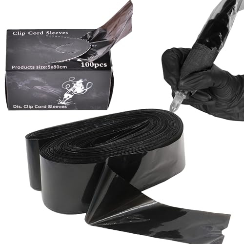 Luriseminger Lot de 100 Sac de Stylo Tatouage, Machine Tatouage Cordon Clip, Sac de Tatouage Manchon Protection Machine de Tatouage pour Cordon de Tatouage Fournitures de Tatouage Professionnelles