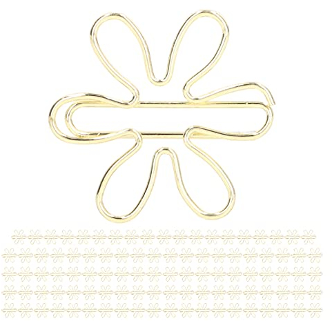 100 Stück Goldfarbene Büroklammern in Niedlicher Form, Niedliche Blumen und Pfeilspitzenformen, Büroklammern, Lesezeichen, Markierungsklammern für Schule, Bürobedarf, Persönliche(#1)