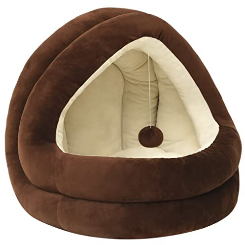vidaXL Katzenbett 40x40x35 cm Braun Creme Hundebett Katzenhöhle Katzen Nest