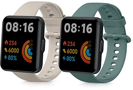 kwmobile 2x Cinturino Silicone Fibbia Compatibile con Xiaomi Redmi Watch 2 Lite Cinturino - Cinturini 14-22 cm