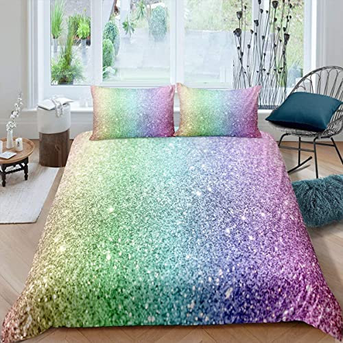 SEYUMI Housse de Couette 220x240 Couleur Violet Bleu Rose Vert Parure de Lit Fille 2 Personnes en Microfibre Douce Imprimée en 3D avec 2 Taies d'oreiller 65x65cm avec Fermeture Éclair