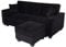 Mendler Sofa HWC-H47 mit Ottomane, Couch Sofa Gästebett, Schlaffunktion Stauraum 217x145cm - Samt schwarz