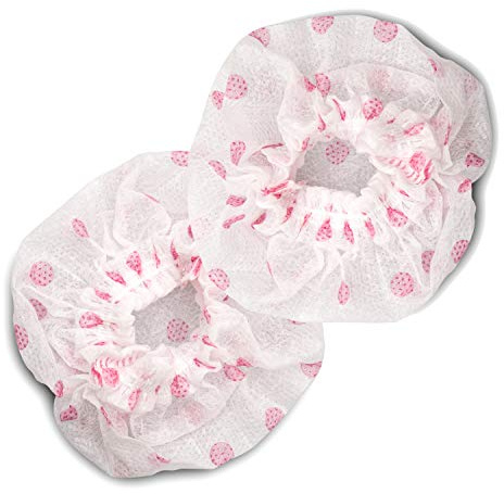 Katai 125 Pack Disposable Microphone Cover in Dotted Pink - Non-Woven Protective Windscreen Handheld Mic Cap for Recording Room, KTV, News Gathering and Karaoke