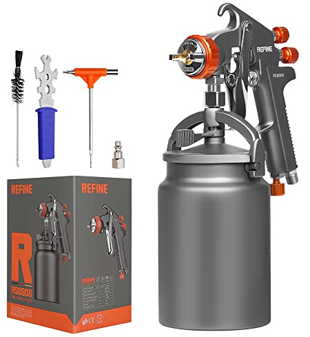 REFINE Siphon Feed Air Spritzpistole 1,8 mm Düse & 1000 cc Aluminiumbecher