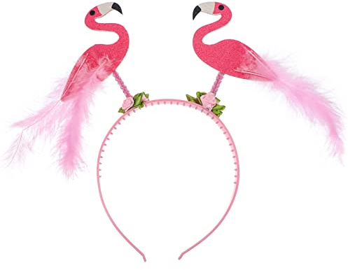 ifundom Hawaii Flamingo Stirnband Flamingo Kopf Boppers Kopfschmuck Tiara Flamingo Haarreifen für Karneval Tropische Party Haarschmuck