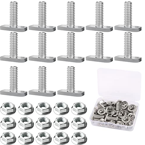 Viti a testa martello, M10 x 25, in acciaio inox A2-70, con dadi di bloccaggio per serra e fotovoltaico, 15 pezzi