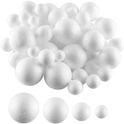 White Foam Balls, 80 Pack 4 Sizes Polystyrene Balls for Cakes, Wedding, Christmas, Home Decor, Romantic and Soft Round Craft Balls, Diy Handmade Decoration