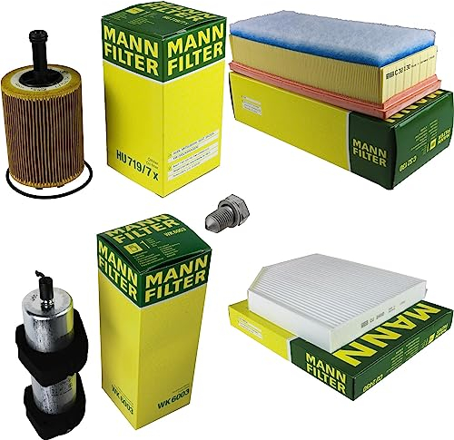 EISENFELS Filter Set Inspektionspaket erstellt mit MANN-FILTER Ölfilter HU 719/7 x, Luftfilter C 32 130, Kraftstofffilter WK 6003, Innenraumfilter CU 2450, Verschlussschraube