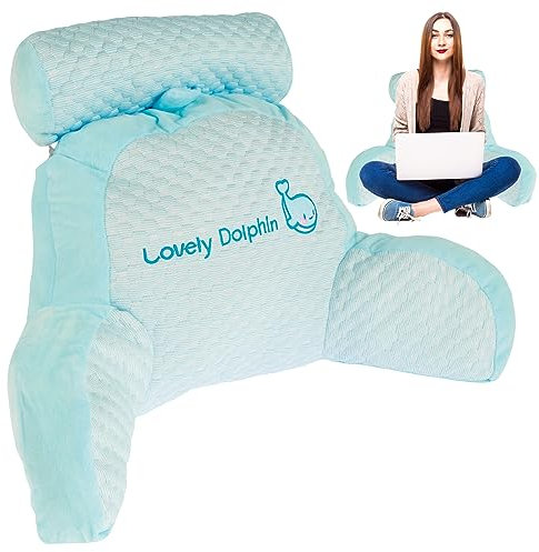 Reading Pillow for Bed 60×45CM Lovely 2 In 1 Backrest Pillows Multifunctional Detachable Sofa and Bedside Cushion Soft Reading Back Support Rest Pillow for Relaxing Watching TV