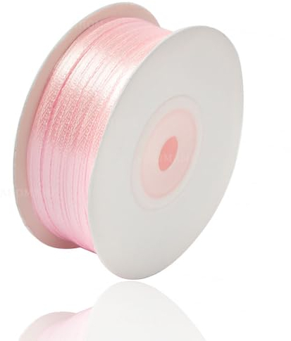 Satinband Rosa 3mm, 91 Meters Dekoration Geschenkband breit Schleifenband, Stoffband für Hochzeit, Taufe und Geburtstag Geschenke