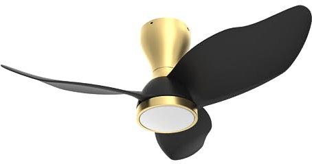 reiga 91CM Ventilatore da Soffitto con Led Lampada e Telecomando Nero, Lampadario con Ventaglio Piccolo per Camera da Letto