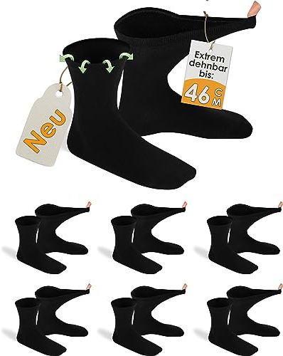 gigando 4-6 Paar extra weite Diabetiker-Socken, stark dehnbar ohne Gummi-Bund für keinen Abdruck am Bein