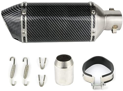 Vanwoke Universeller Motorrad-Auspuff 38-51mm mit abnehmbarem DB Killer, Motorrad-Auspuff für Yamaha Suzuki, Sportmotorräder, Motorräder, ATV, Mountainbikes und Roller(Kohlefaser-Stil)