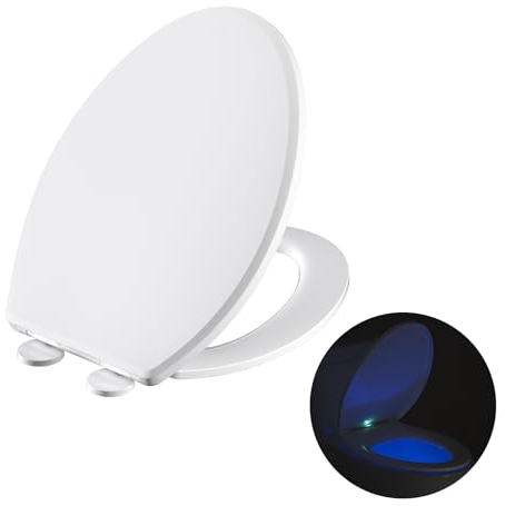 AQUATIZ Elongated Toliet Seat with Night Light,N1000E-LITE