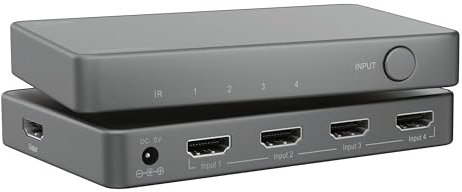 AS48 HDMI Switch 2.1 - 8K - HDR - 4 Entrées/1 Sortie - Gaming - 48Gbps - VRR - ALLM - Dolby Digital - Fonctionne PS5 et Xbox