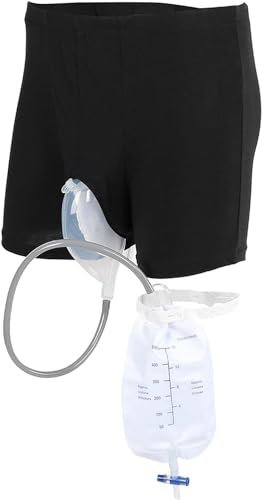 Catetere Esterno da Uomo con Sacchetto di Raccolta per L’urina, Pantaloni per Sacche di Urina da Incontinenza Indossabili Borsa per Pipì Prova di Perdite Collezionista di Urina (Size : Large (86-100c