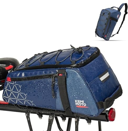 KEMIMOTO 2 IN 1 Gepäckträgertasche, 8L & Wasserdicht Fahrradtaschen für Gepäckträger, Mehrere Fächer, mit Tragegriff und Schultergurt, Fahrrad Taschen hinten