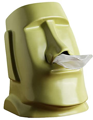 MULAIDI Kreativer Vintage Keramik Moai Taschentuchbox Steinstatue Figur Moai Papierhalter