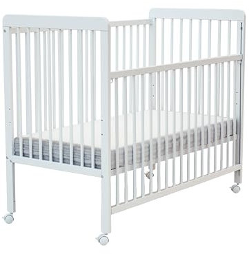 AT4 - Lit bébé coulissant en bois avec matelas ESSENTIEL Blanc 60 x 120 cm