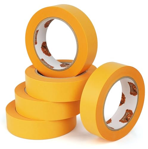 TAPEBEAR Goldband Malerkrepp Kreppband 30mm x 50m, Profi Maler Abklebeband UV Beständig 5x Malerband aus Washi-Papier Gold Papiertape Selbstklebend für Malerarbeiten, Lackieren und Renovierungen