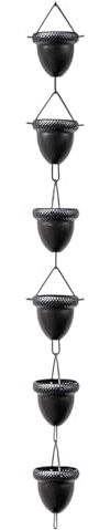 Chaies Regenrinnen-Wassertonne mit Regenkette, Regenrinnenkette, Dachrinnenkette, Gartendekoration, beschichtet, rostbeständig, 8 Eicheln, Dachrinnenadapter