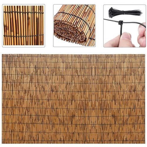 Naturale Bamboo Recinzione Da Esterno Eco-Compatibile 1,5x5 1,8x5 1x7 0,5x2 1x3 1,1x9 1,6x15m Canne Di Bambù Indurite Di Alta Qualità - Schermo Privacy/Traspirante/Protezione Dal Sole Per Piscina(H153