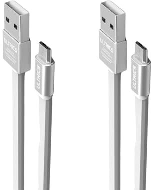 USB to Micro USB Cable 1M (2 Pack), White Flat Micro USB Charging Cable, Fast Android Charger Cable, Data Sync Cord Compatible with Samsung Galaxy S7 S6 S5 J3 J5 J7, Xperia Z3 Z5, Kindle, PS4, Xbox