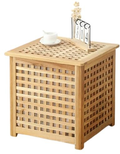 NHDVDVAV Moderner Nachttisch aus Massivem Holz, Moderner Sofa-Beistelltisch für Drinnen und Draußen, Mid-Century-Gitter-Nachttisch, Kreative Möbel für Schlafzimmer, Wohnzimmer,50 * 50 * 50cm