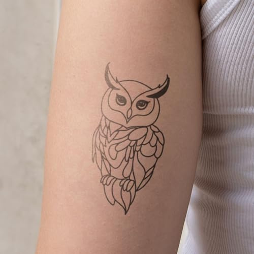 Inkster Tattoo - Kleine Eule - vegane & wasserfeste Temporäre Tattoos für Erwachsene - EU-Kosmetikzertifizierte Farbe - revolutionäres 2 Wochen Tattoo | Premium Klebetattoos