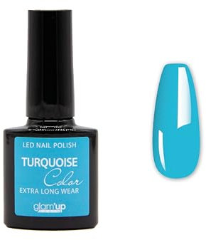 Glam'Up Paris - Smalto semi-permanente, senza Hema, smalto gel UV LED, altamente pigmentato, a lunga durata, facile da usare, colore: turchese